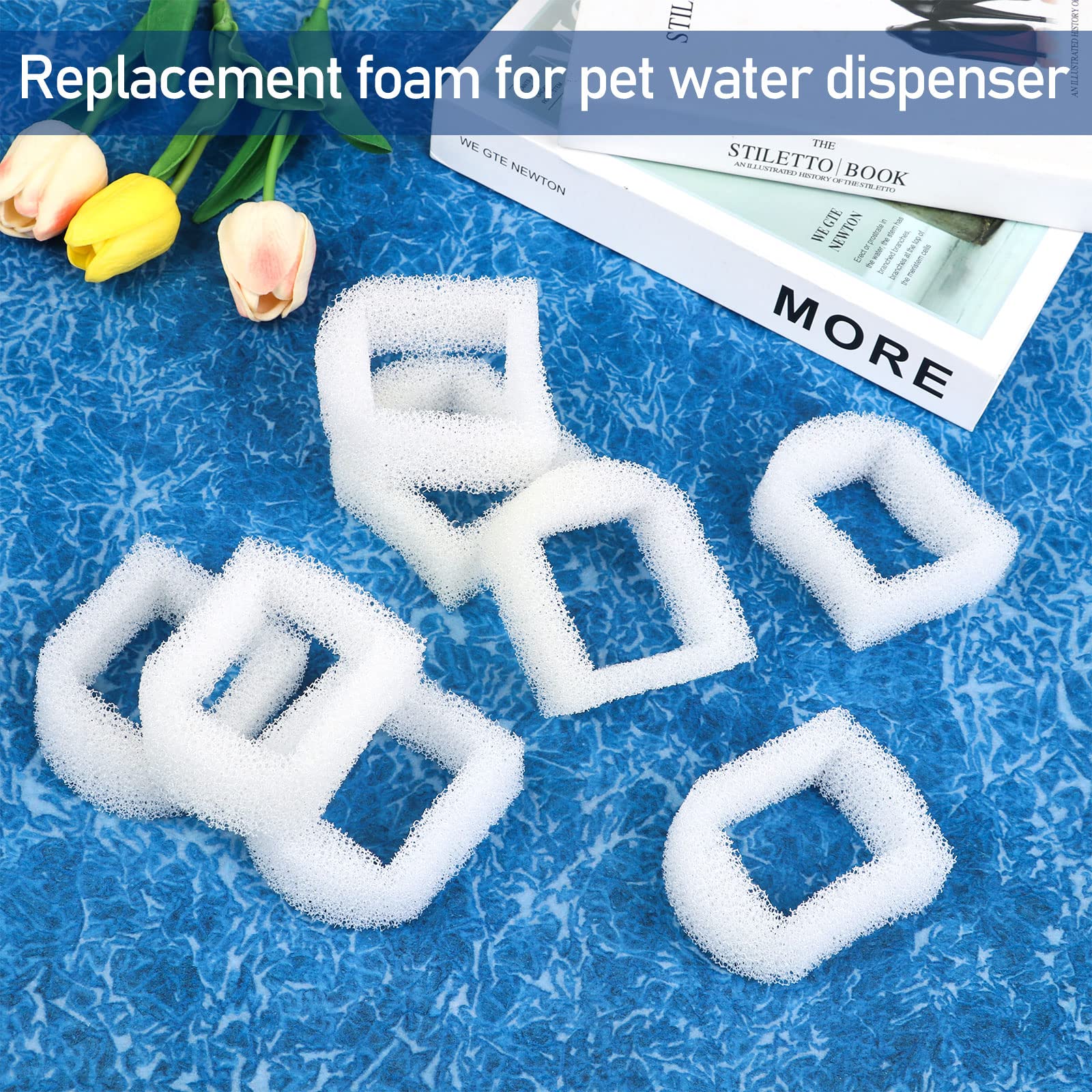 30 filtros de espuma de repuesto para fuente de mascotas, filtro de espuma de prefiltro de esponja de agua potable, compatible con fuentes de cerámica Drinkwell y acero inoxidable 360 para mascotas,