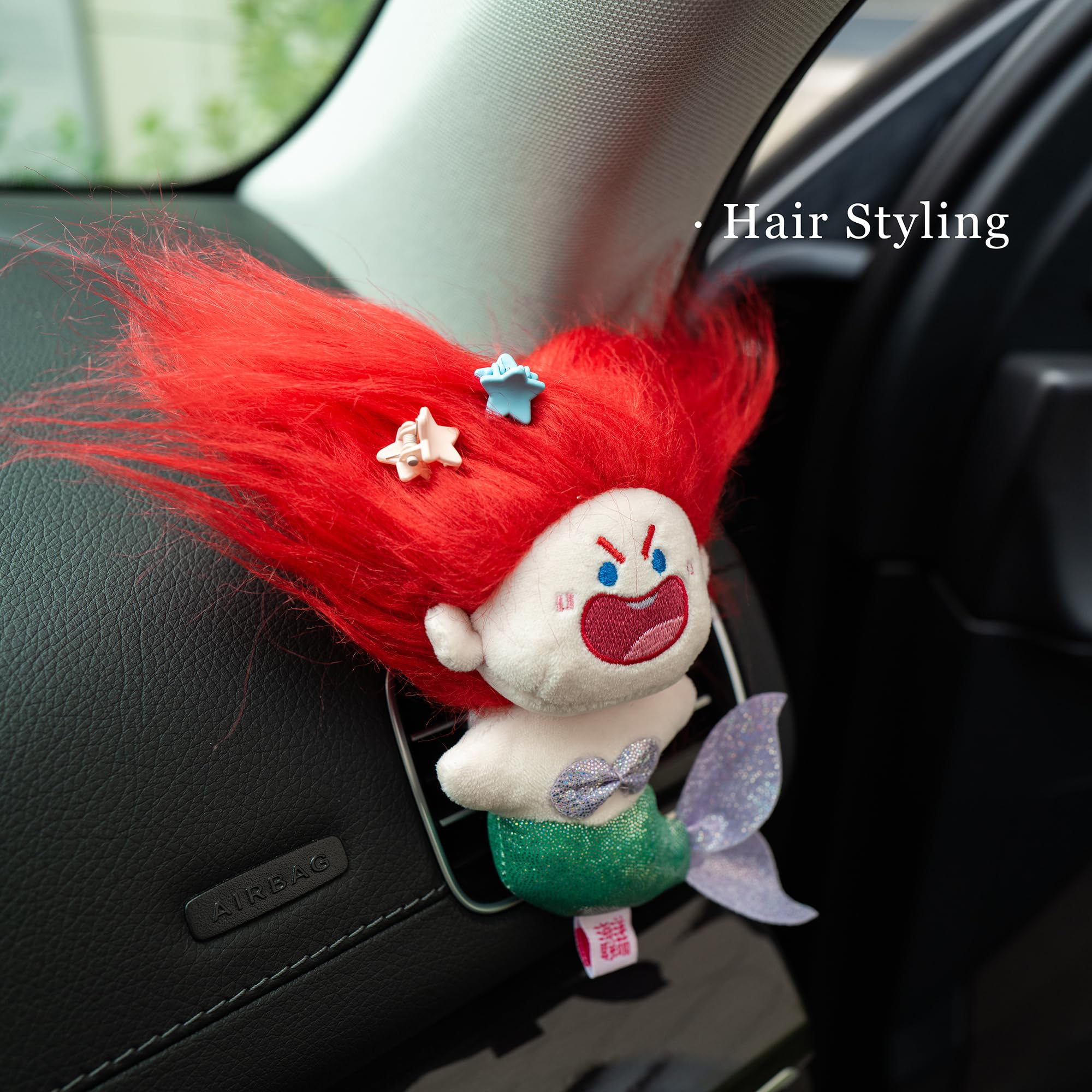 INEBIZ Cute Angry Mermaid Car Air Vent Decor Clip Automotive Interior Aesthetic Decorations Accessorries for Women
