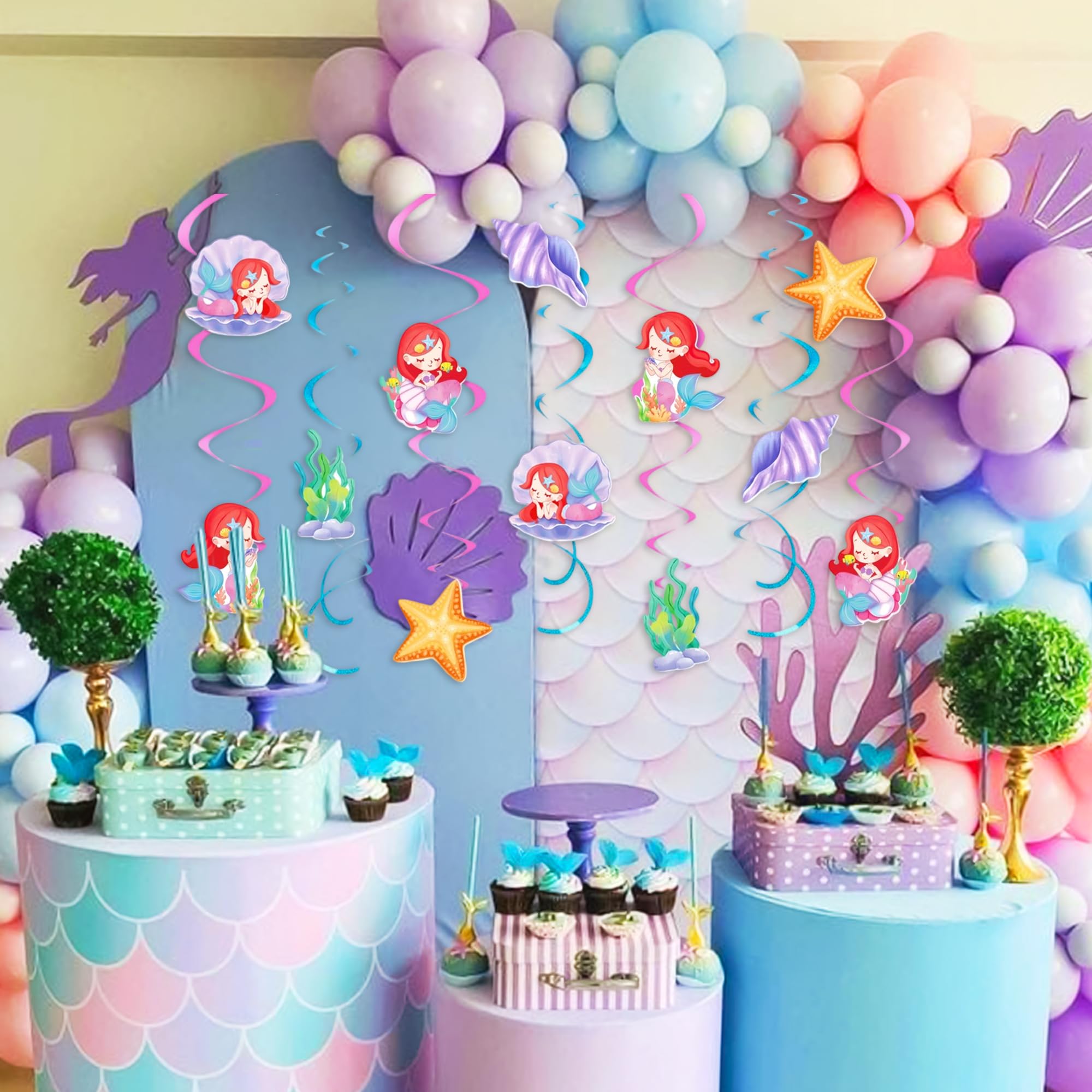 LaVenty Mermaid Banner Shells Whale Beach Party Decorations Supplies Under the Sea Party Decorations for Indoor Outdoor - Image 4