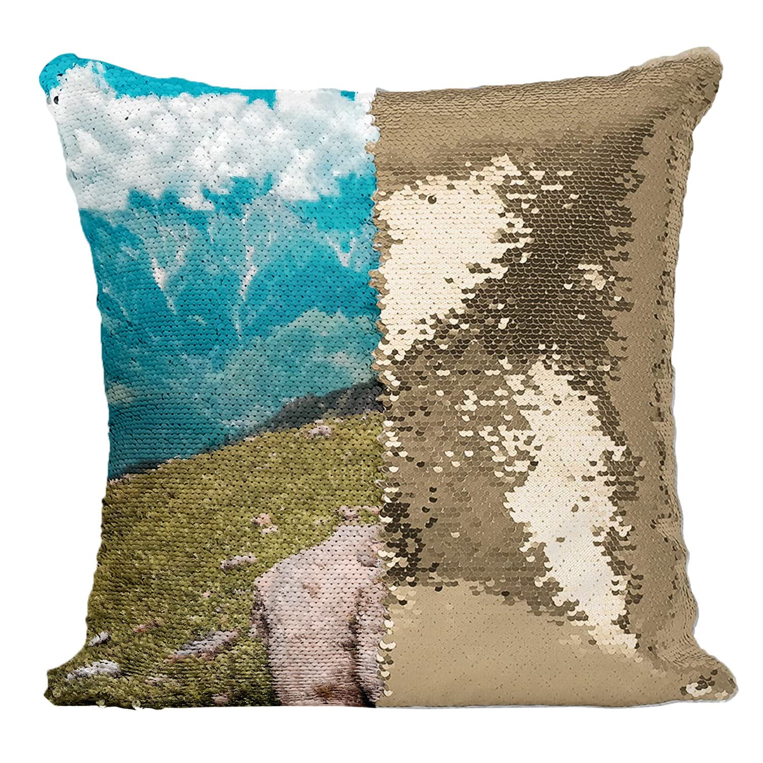 Coussin paillettes doré Cairn cadeau idéal pour passionné de randonnée