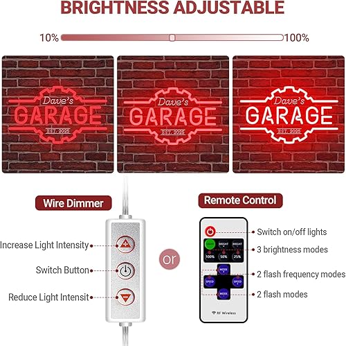 Miniatura 5 de Letrero de neón personalizado para garaje, grabado en 3D, con nombre de garaje, luces de neón regulables personalizadas para garaje, taller,