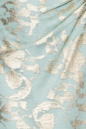 Betsy & Adam Women's Metallic Floral Print Mock Neck Sleeveless Knit Sheath Gown with Ruched Waist