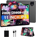 2026 Android 15 Comprimé, 11 Comprimé de pouce 24GB RAM+256GB ROM/2TB TF, Tabulaire PC avec 2.0GHz Octa-Core, Grand écran, EVA Inhibiteur des chocs (13+5) MP Caméra, 8000mAh, Vigne large L1, 5G WiFi, GPS, BT5.0(Gray)
