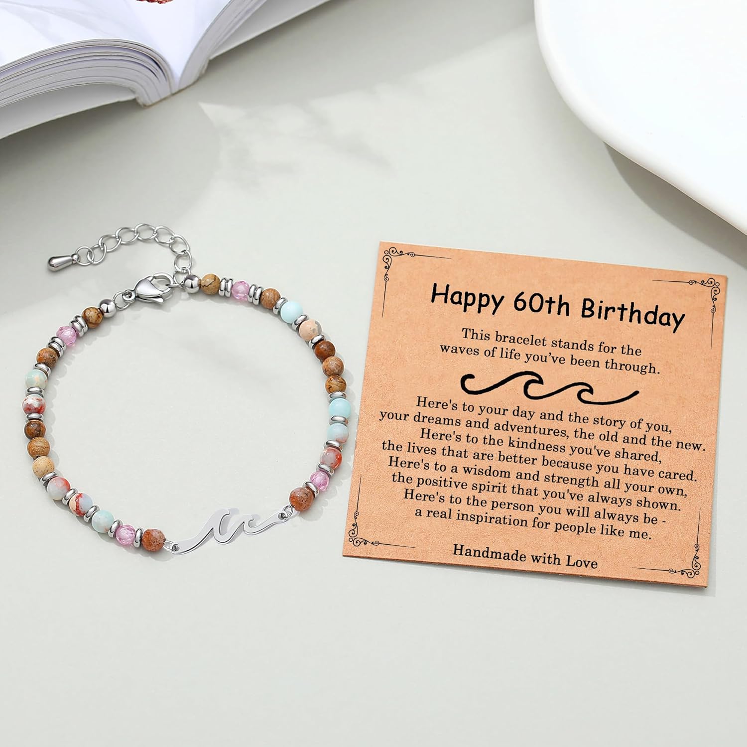 Wave Bracelets for Women, Valentine's Day Gifts for Her, Jewelry Gift for Best Friend, Sister, Mom, Daughter | 21st 30th 40th 50th 60th 70th Birthday Gifts for Women - Image 5