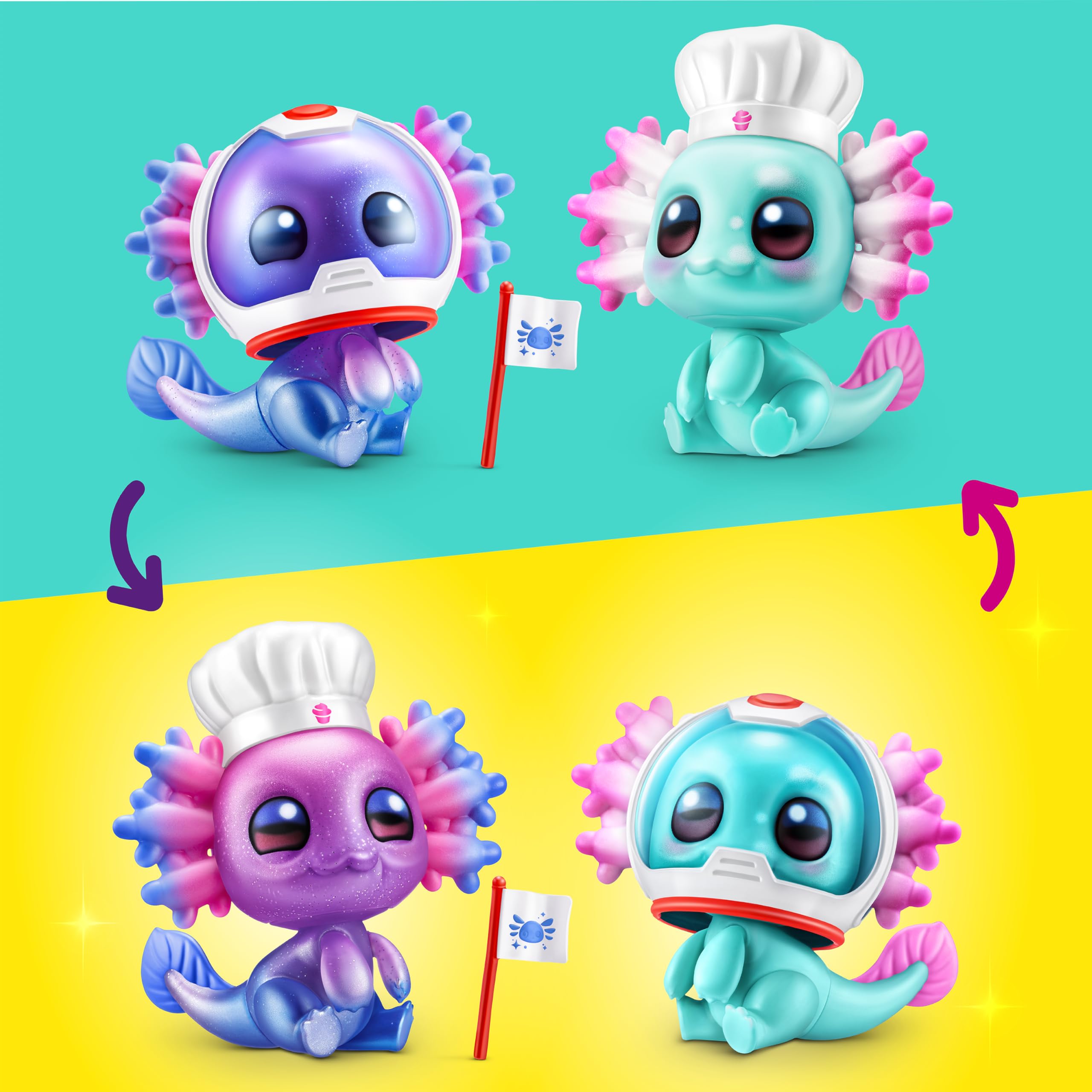 5 Surprise A-LOT-A Axolotls Uova Sorpresa Pasquali di ZURU, Colori Pastello Primavera, 5 Accessori per Capsula, Regalo Pasqua (2 capsule) (Confezione da 2)