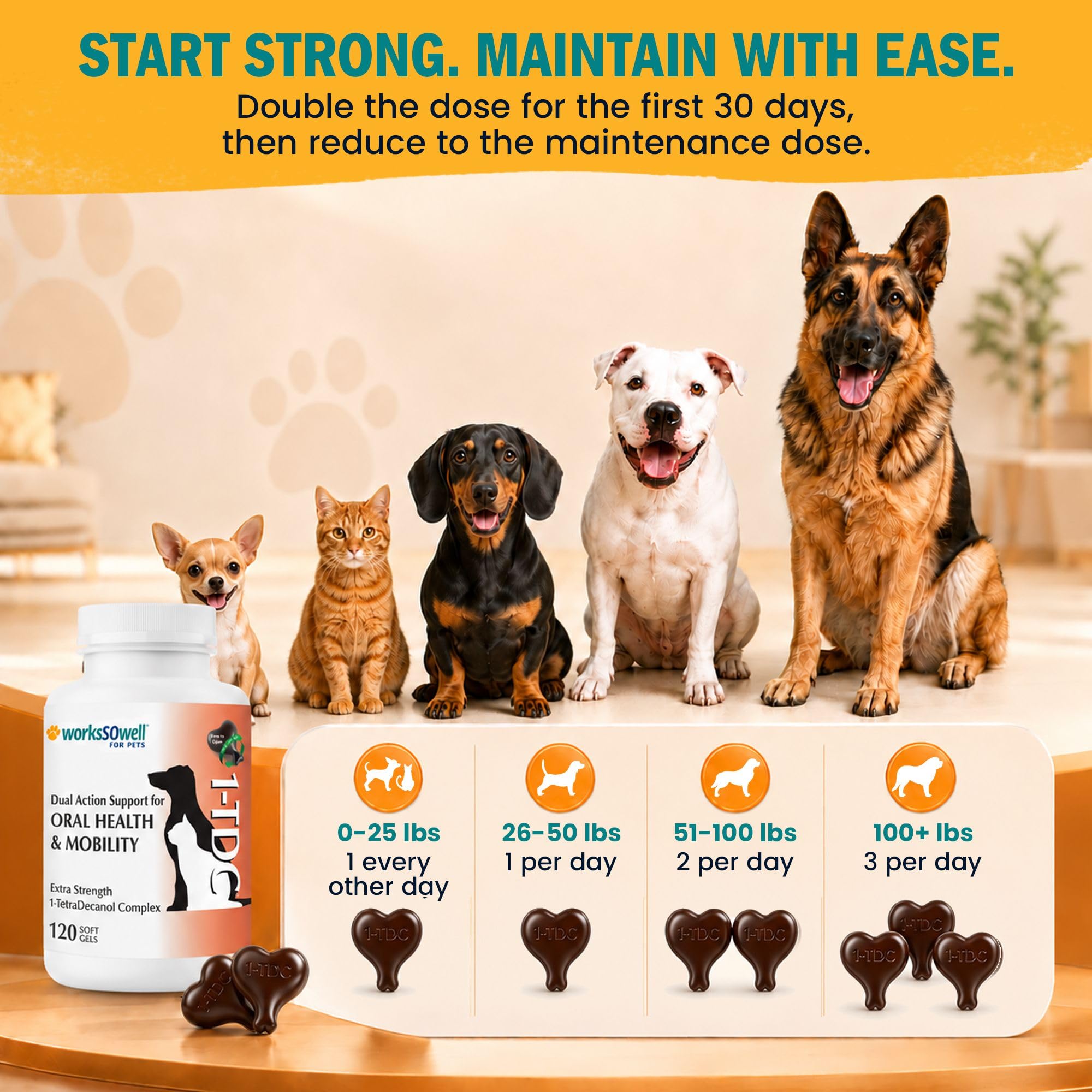 Amazon | 1-TDC Dual Action Periodontal & Joint Support for Dogs