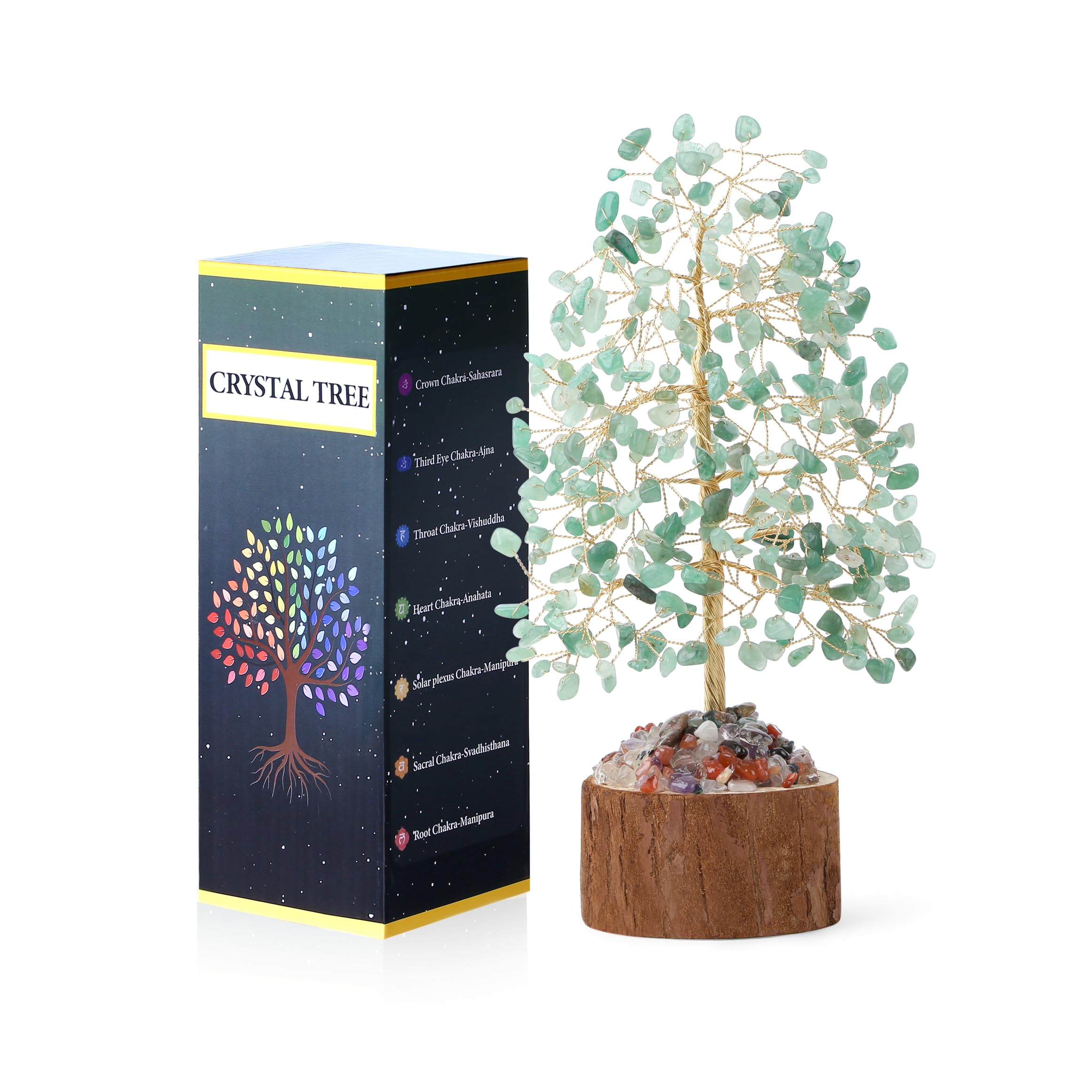 QINJIEJIE Grün Aventurin Kristallbaum, Edelsteine Lebensbaum für Positive Energie & Heilung, Handgemachte Feng Shui Geldbaum Deko Spirituelles Geschenk für Zuhause & Büro