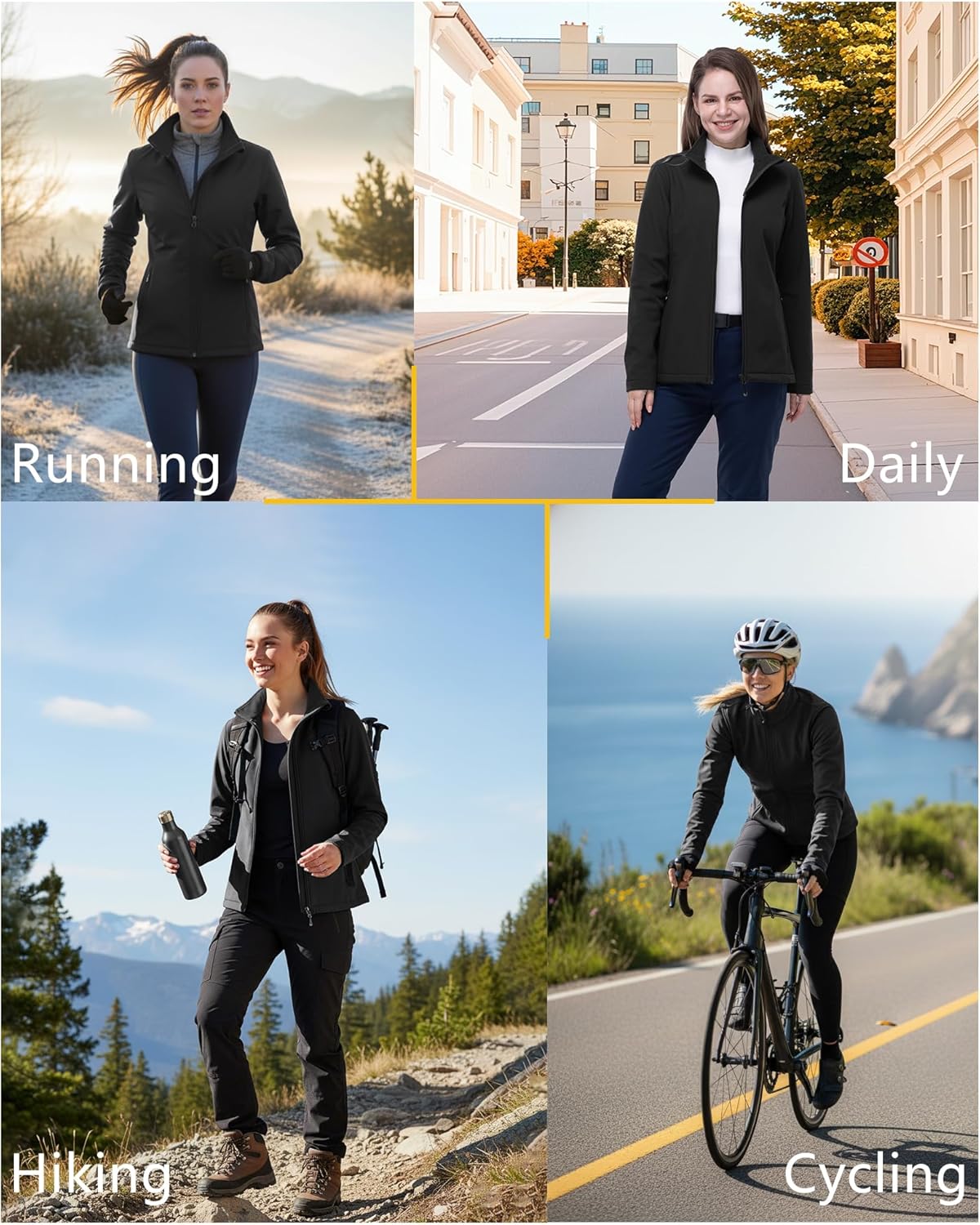 33,000ft Women's Lightweight Softshell Jacket Fleece Lined Windbreaker Waterproof Warm Jacket for Running Golf Hiking - Image 2
