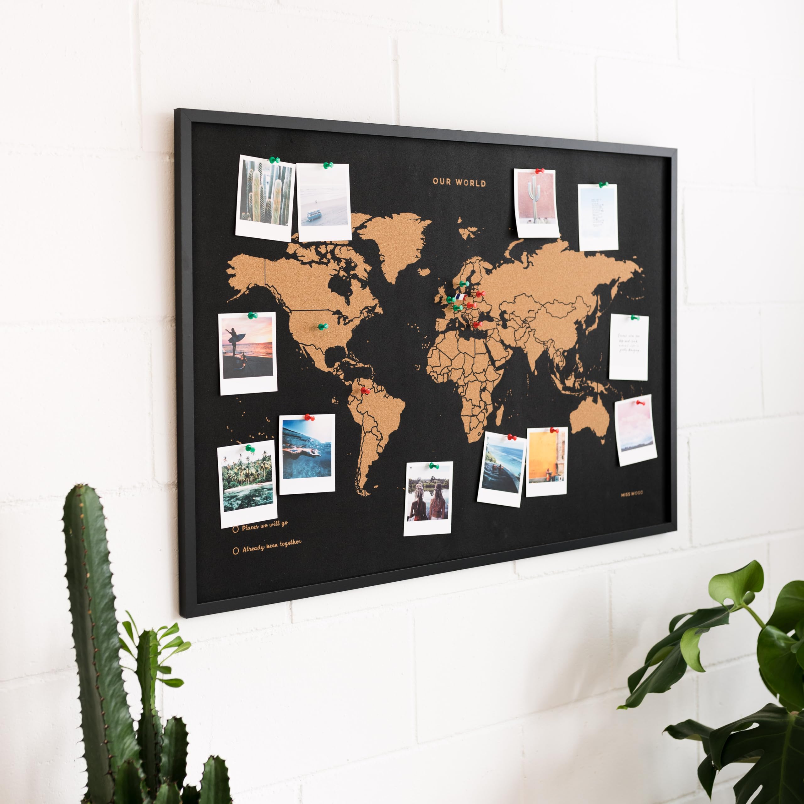 Mapa del Mundo de Corcho Special Edition con Marco 90 x 60 cm (Negro)
