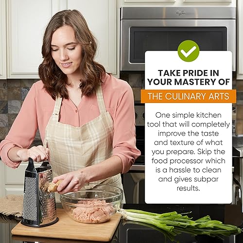 Miniatura 7 de Spring Chef Professional Large Parmesan Cheese Grater, Stainless Steel Metal Box Grater with Handle, 4 Sided Handheld Kitchen Food Shredder for