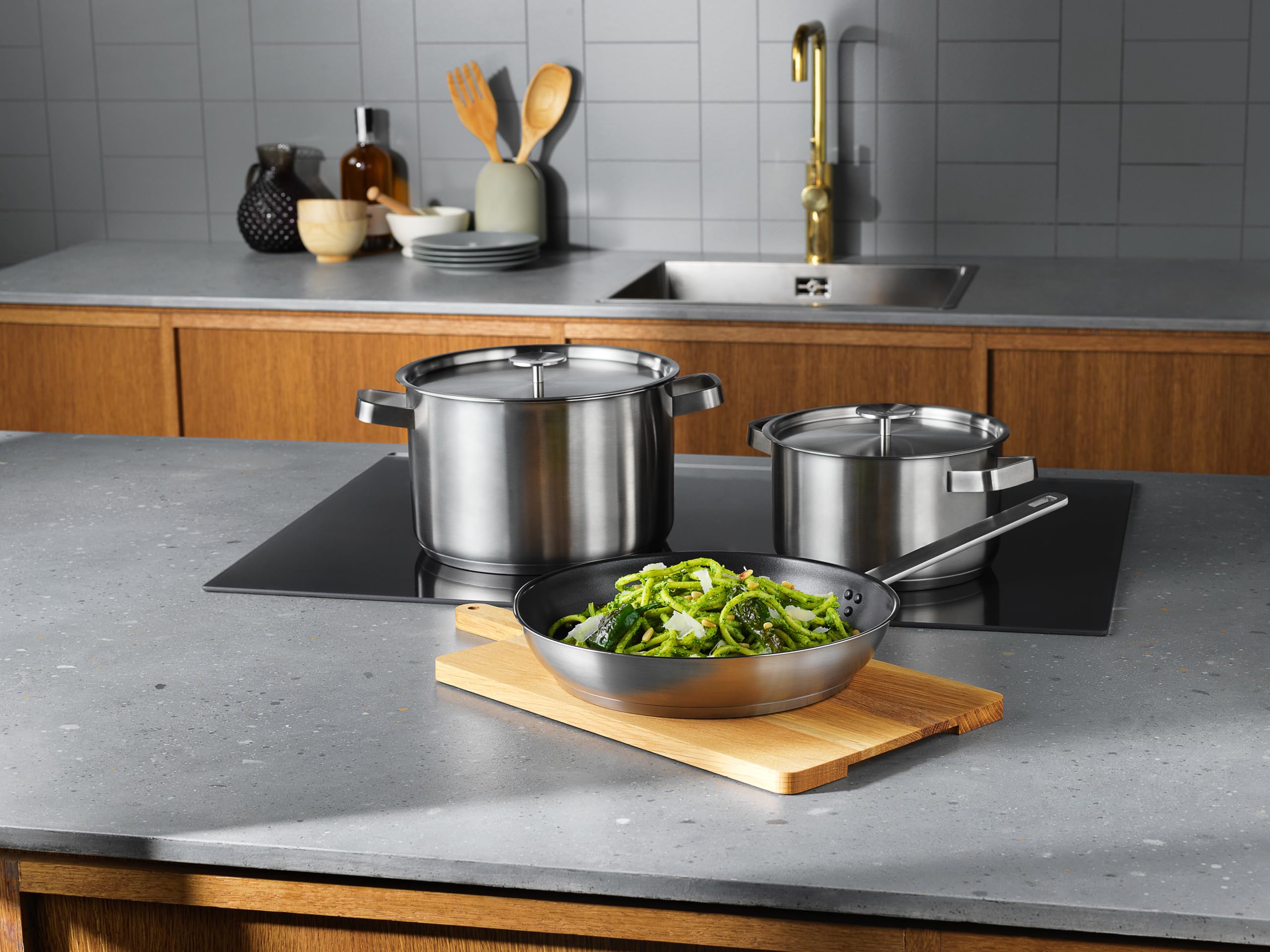 Electrolux Set 3 Pentole Acciaio Inossidabile E3SS | set da 3 pezzi, padella 24 cm, pentole 16 e 20 cm, acciaio inossidabile