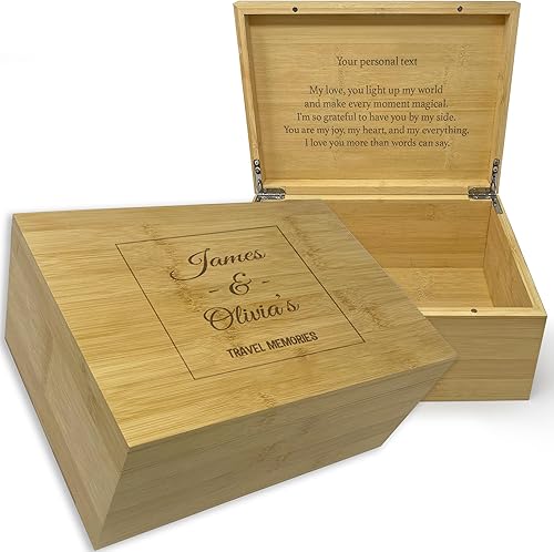 Miniatura 57 de Caja de madera grabada personalizada grande – Caja de recuerdo de madera de acacia con mensaje oculto personalizado, cajas de memoria de nogal para