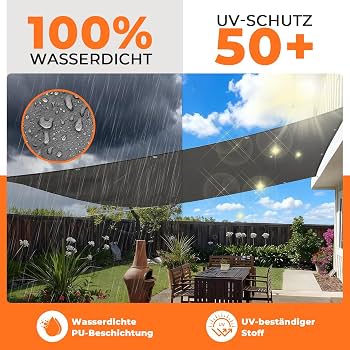 HaiTaoSy Sonnensegel Wasserdicht mit Verstärkten Edelstahl-Ösen Rechteckig 4x5m– UV-Schutz 95%, Wetterfest, Reißfest, Ideal für Terrasse, Garten,Balkon- Taupe