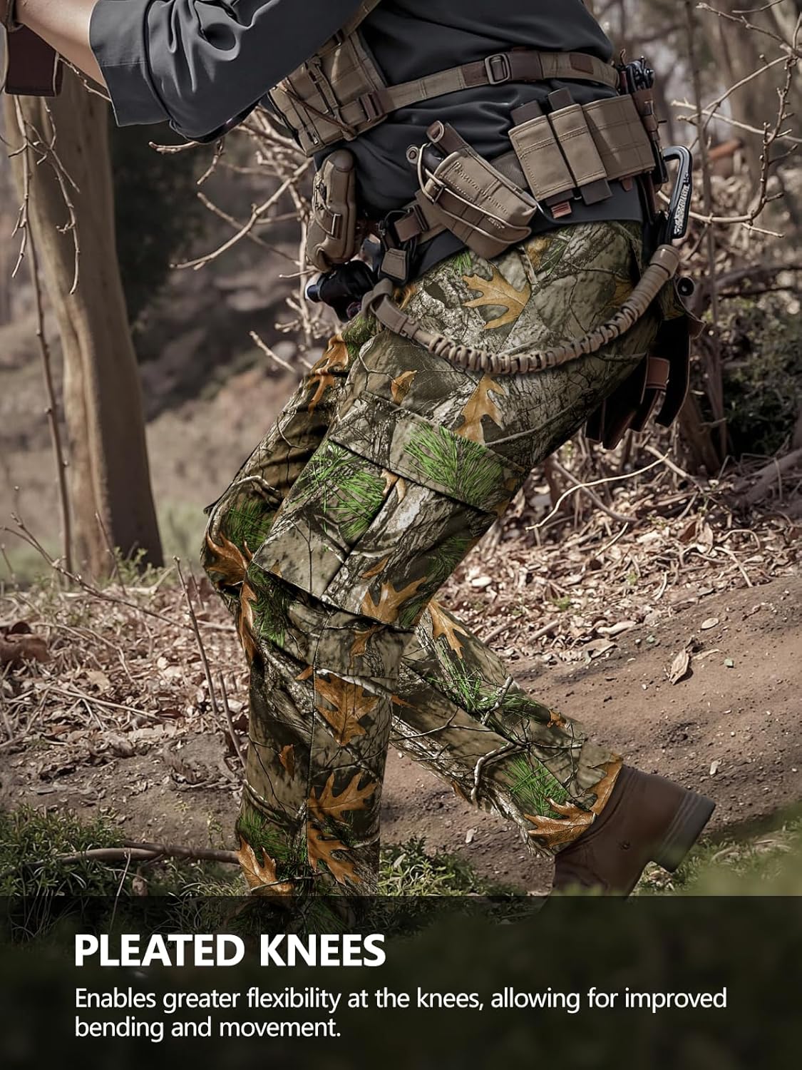 GINGTTO Men's Hunting Pants Camo Cargo Tactical Pants Lightweight Insulated Clothes Brush