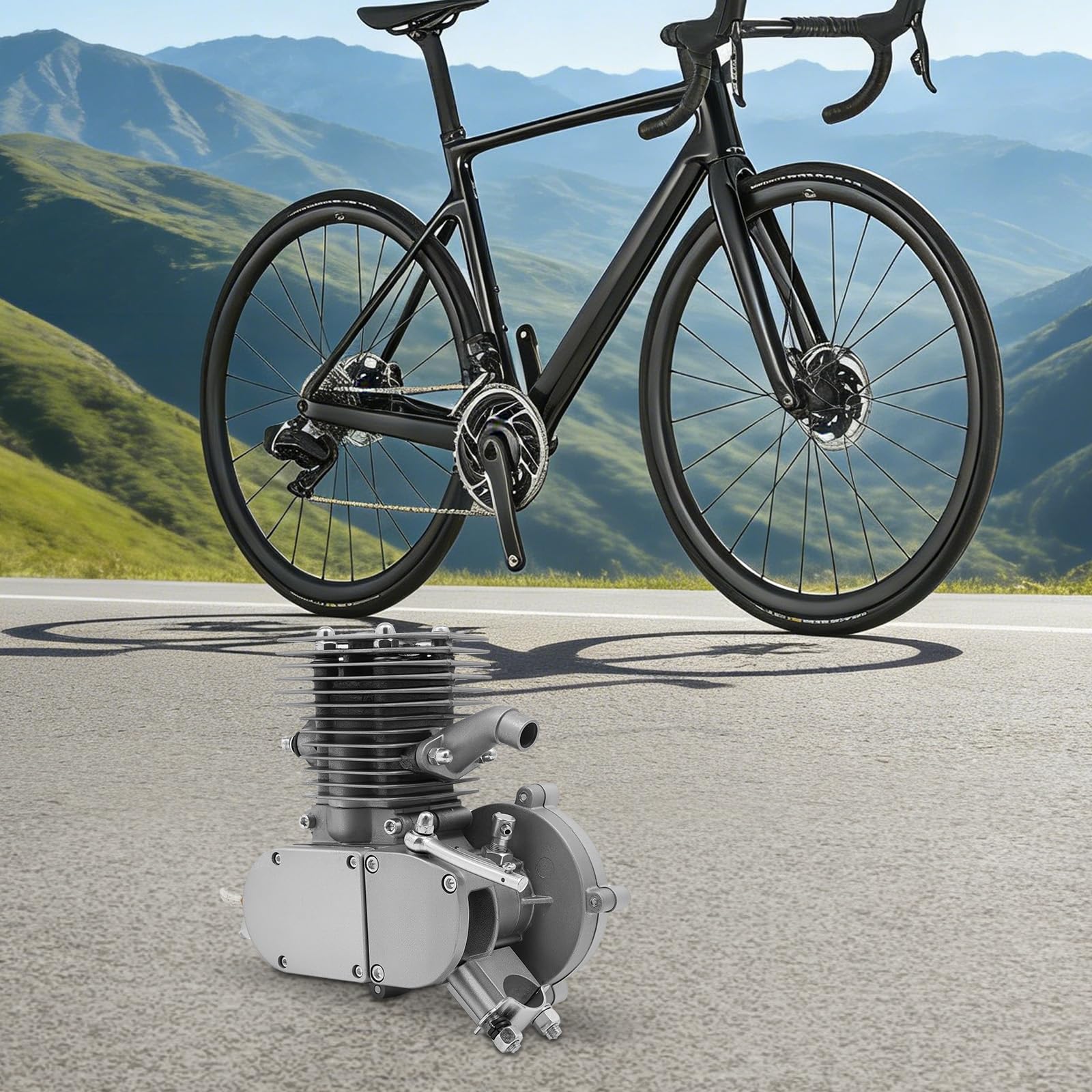 Kit de Motor para Bicicleta 100cc Gasolina 2 Tiempos | Bicicleta Motorizada Completa con Encendido CDI Refrigeración por Aire 45km/h Tanque 2L Capacidad 200kg
