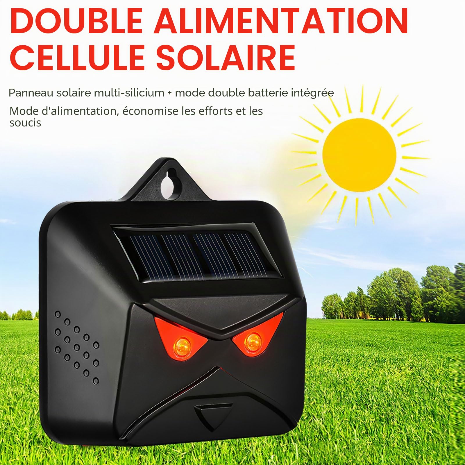 Répulsif solaire pour animaux ALLOMN, lot de 4 répulsifs solaires pour animaux de nuit avec lumière LED rouge, dispositifs de dissuasion pour mouffettes, répulsifs pour cerfs, renards, mouffettes