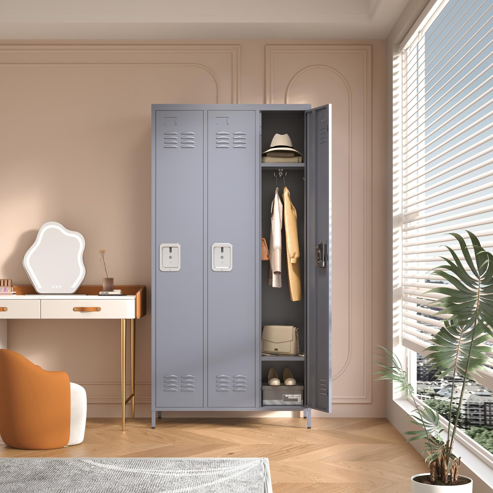 AQY Metal Lockers for Employees with 3 Doors, Steel Storage Locker Combination, 72