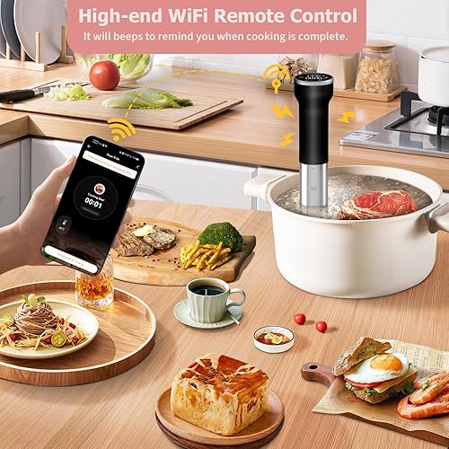 Miniatura 3 de Sous Vide - Kit WiFi de cocina Cattleman Cuisine Sous Vide, circuladores de inmersión para kit de cocina Suvee con bolsas de vacío, bomba de vacío,