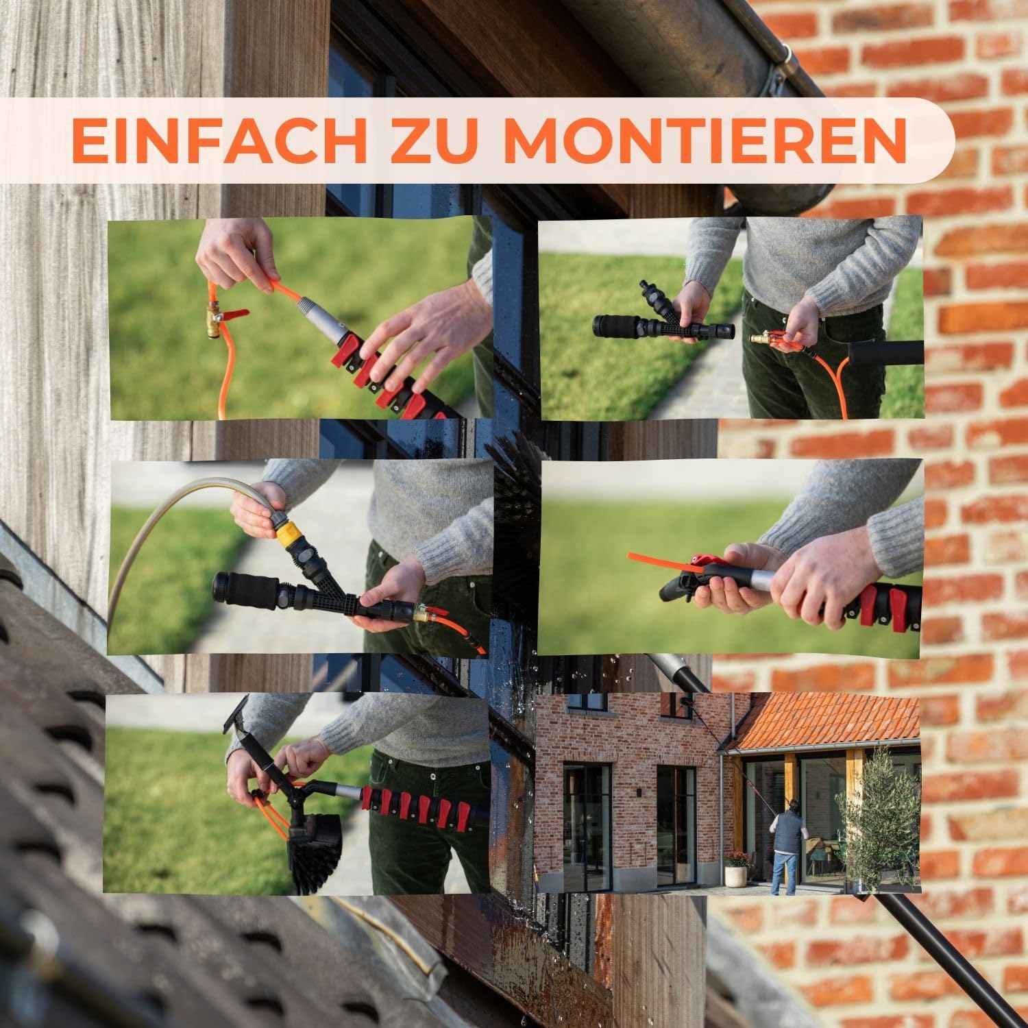 Aquascopic Solarbürste weich - Kratzfreie Reinigung für Solarpanels - Wasserführend - Für Teleskopstange - Auch für Glas & empfindliche Oberflächen