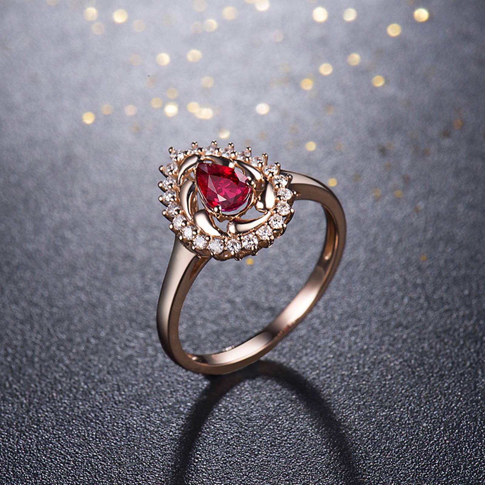 Pierścionki damskie 18K białe złoto, pierścionek zaręczynowy 0,5 ct rubin diament pierścionki impreza podróż biżuteria rozmiar 6.75-30