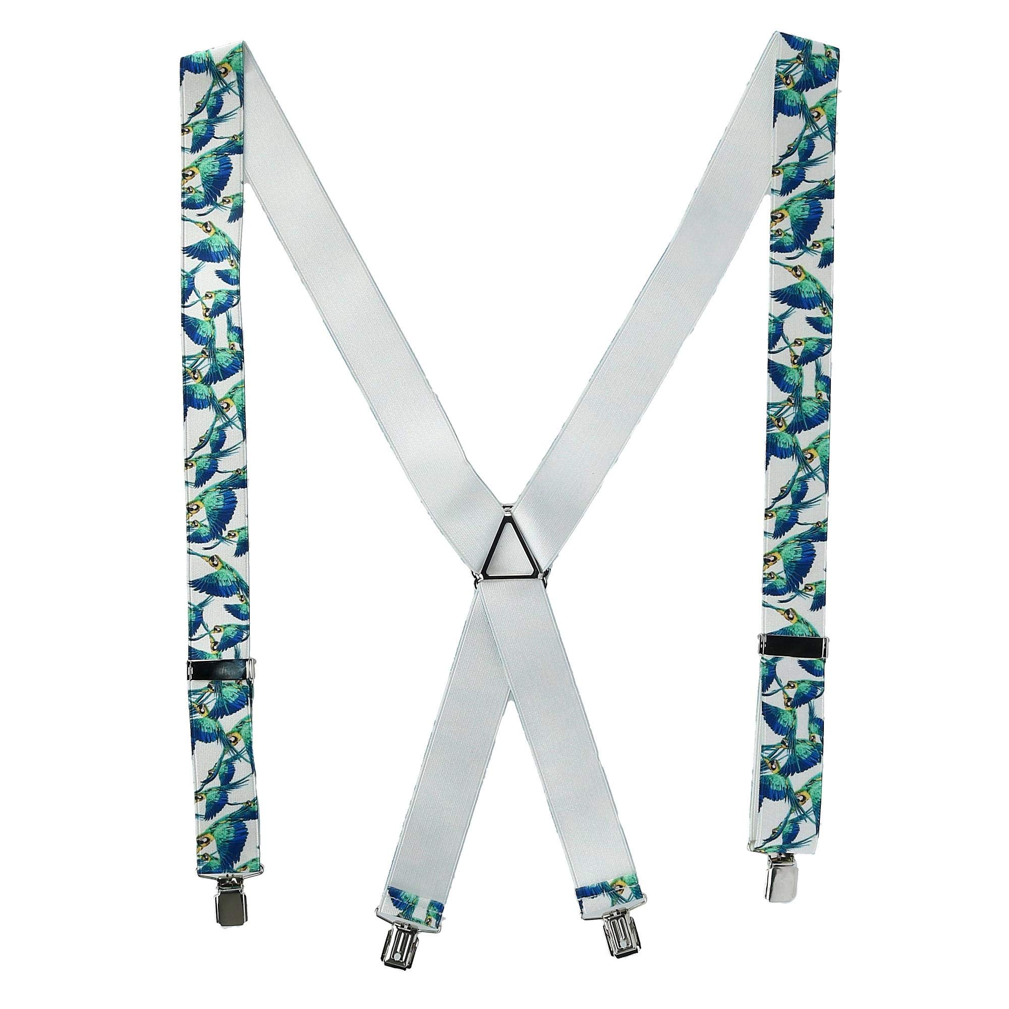 The British Belt Company Men's Elastic Parrot Print Clip-End Fashion Suspenders