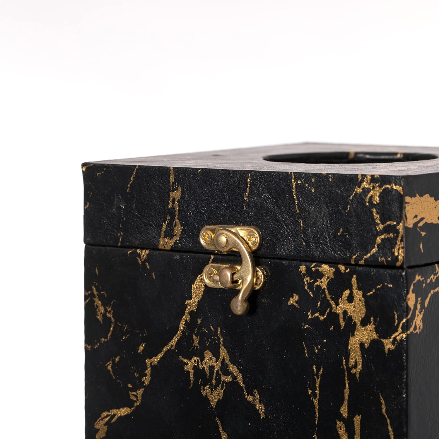 Square Velvet Modern Decorative Paper Facial Tissue Box Holder, Black, and Gold : Home & Kitchen