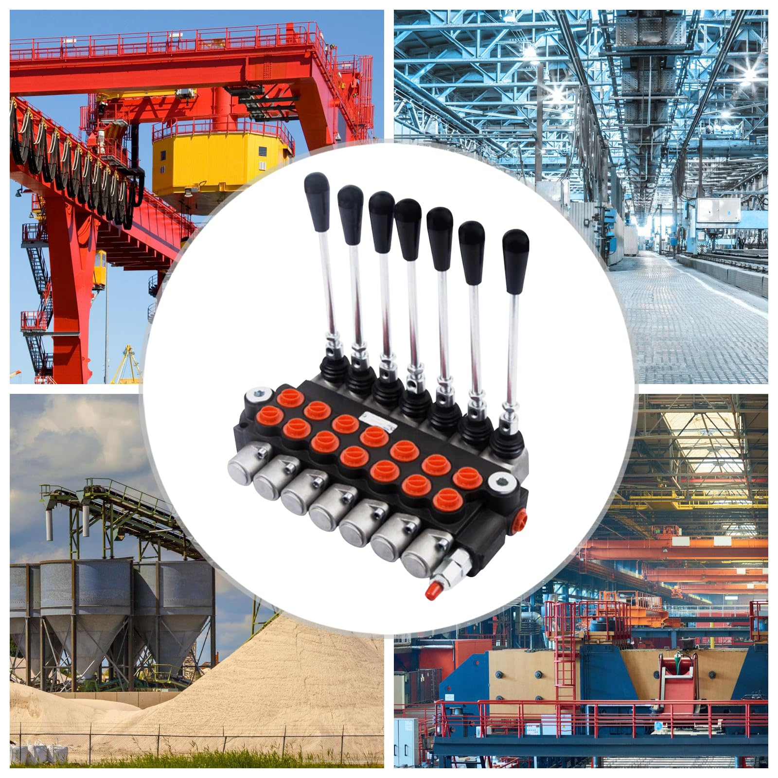 Valvola di controllo manuale idraulica, 7 volti, 60 l/min 13GPM + leva 7 spool P40, valvola di controllo direzionale adatta per piccoli trattori, trattori, spaccalegna e altri dispositivi mobili