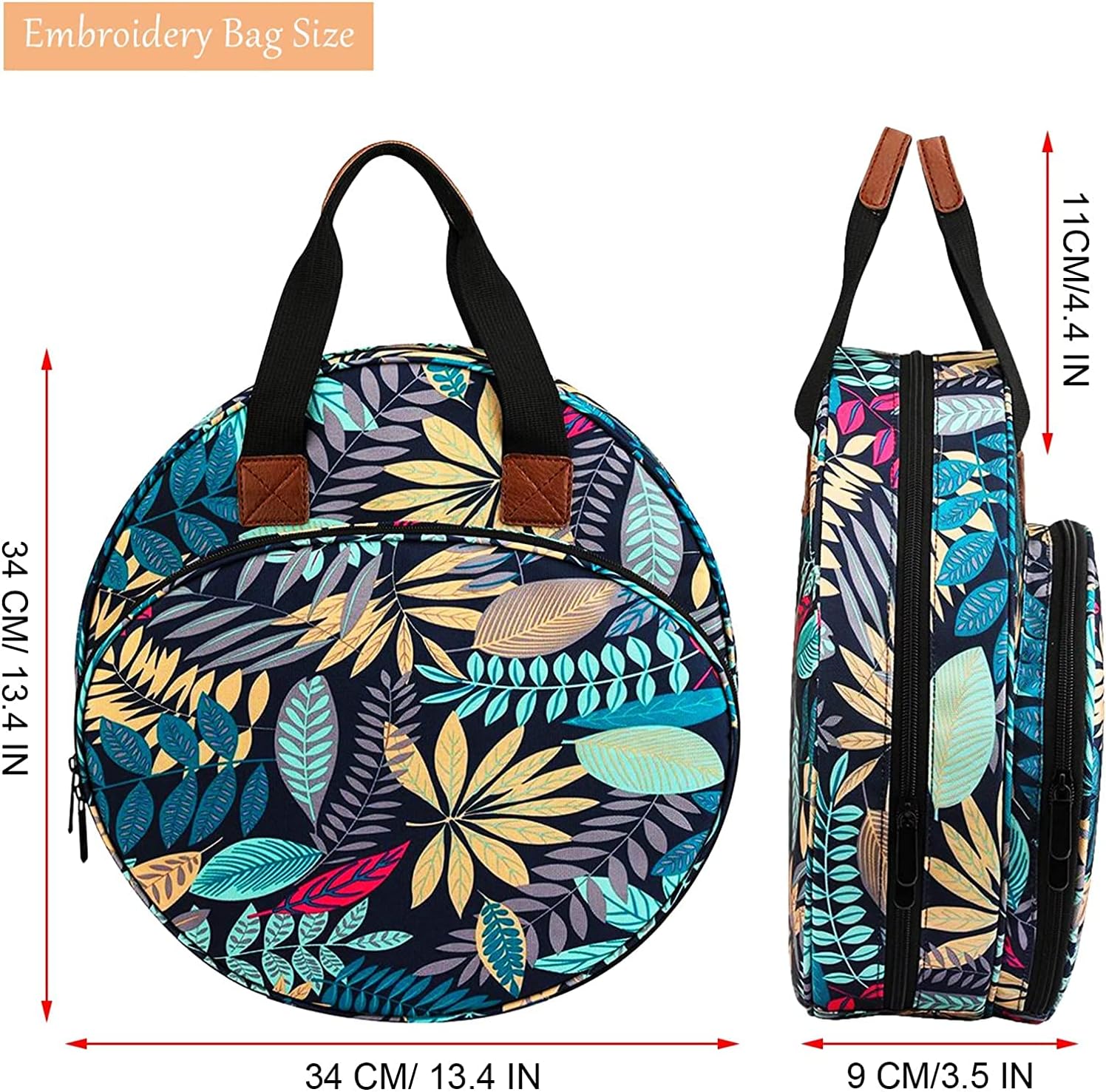 Embroideries Bags Embroidery Storage Embroidery Project Bag 600D Oxford Bag for Cross Stitch Embroidery Supplies Multifunctional Portable Carrying Bag Beginner Embroidery Kit for Adults (Bag ONLY)