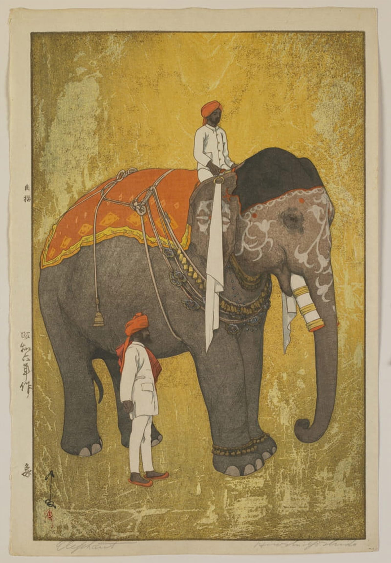 HRJUBWREE Oil Painting Prints on Canvas Painting Picture Elephant by Hiroshi Yoshida Artwork Canvas Prints for Office Decor 60x90cm