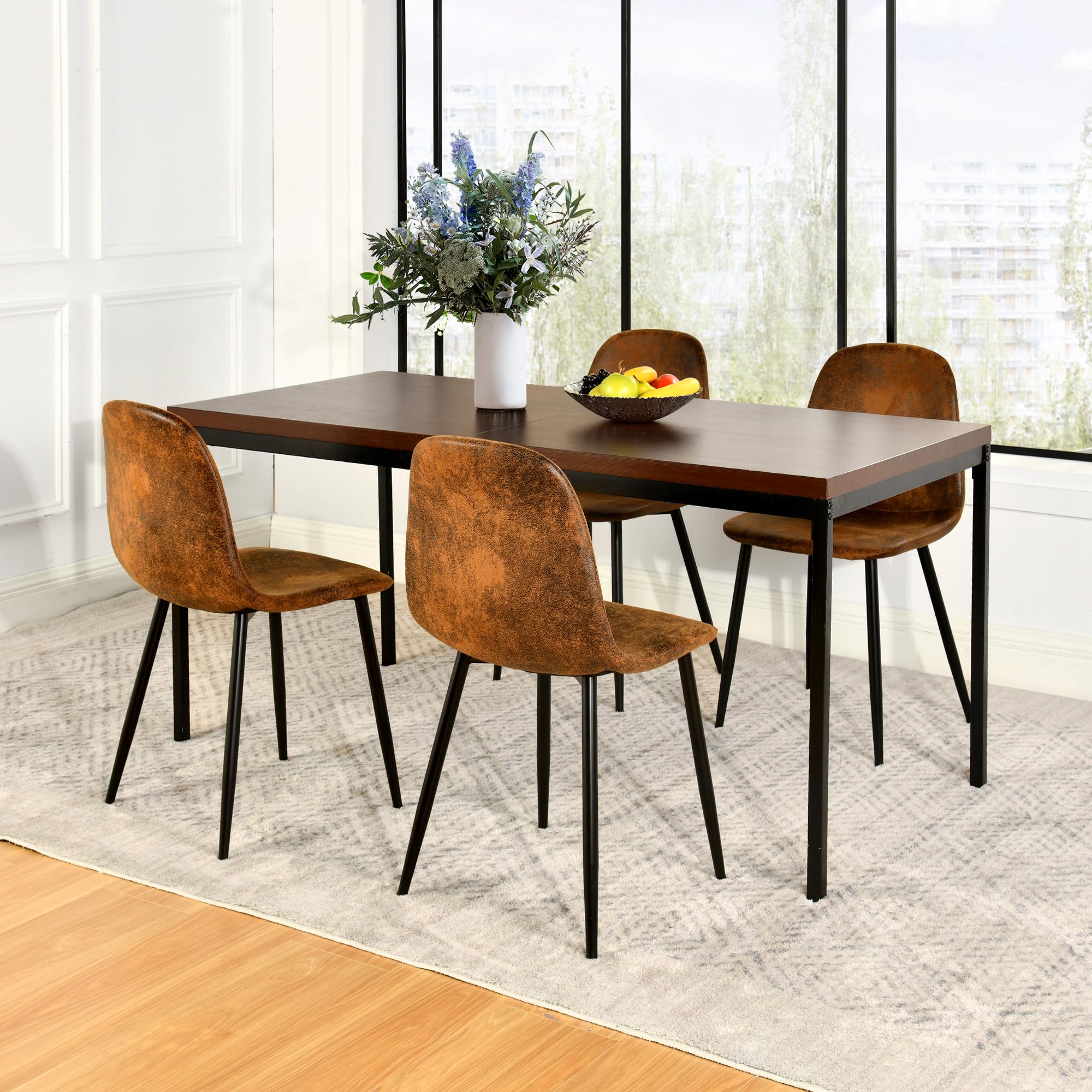 FurnitureR Moderno tavolo da conferenza, 120 x 70 cm, elegante pannello MDF e struttura in metallo, tavolo riunioni per 4 persone