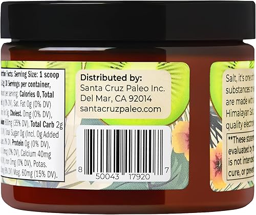 Miniatura 8 de Santa Cruz Paleo Polvo de electrolitos de sal real, kiwi, mezcla de bebida de hidratación hecha con sal rosa del Himalaya, sal marina, glicinato de