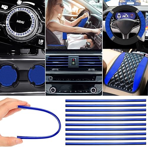 Miniatura 41 de BBTO - Set accesorios autos de mujeres, 43 piezas con brillo, protectores poliéster para asientos delanteros y traseros, funda volante, alfombrillas