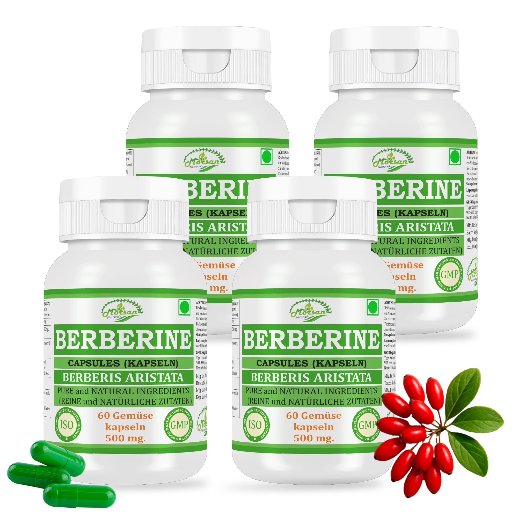 Berberin 500 mg. 60 vegane Kapseln für für 1 Monate Behandlung. Natürlicher Extrakt aus Berberis Vulgaris (4)