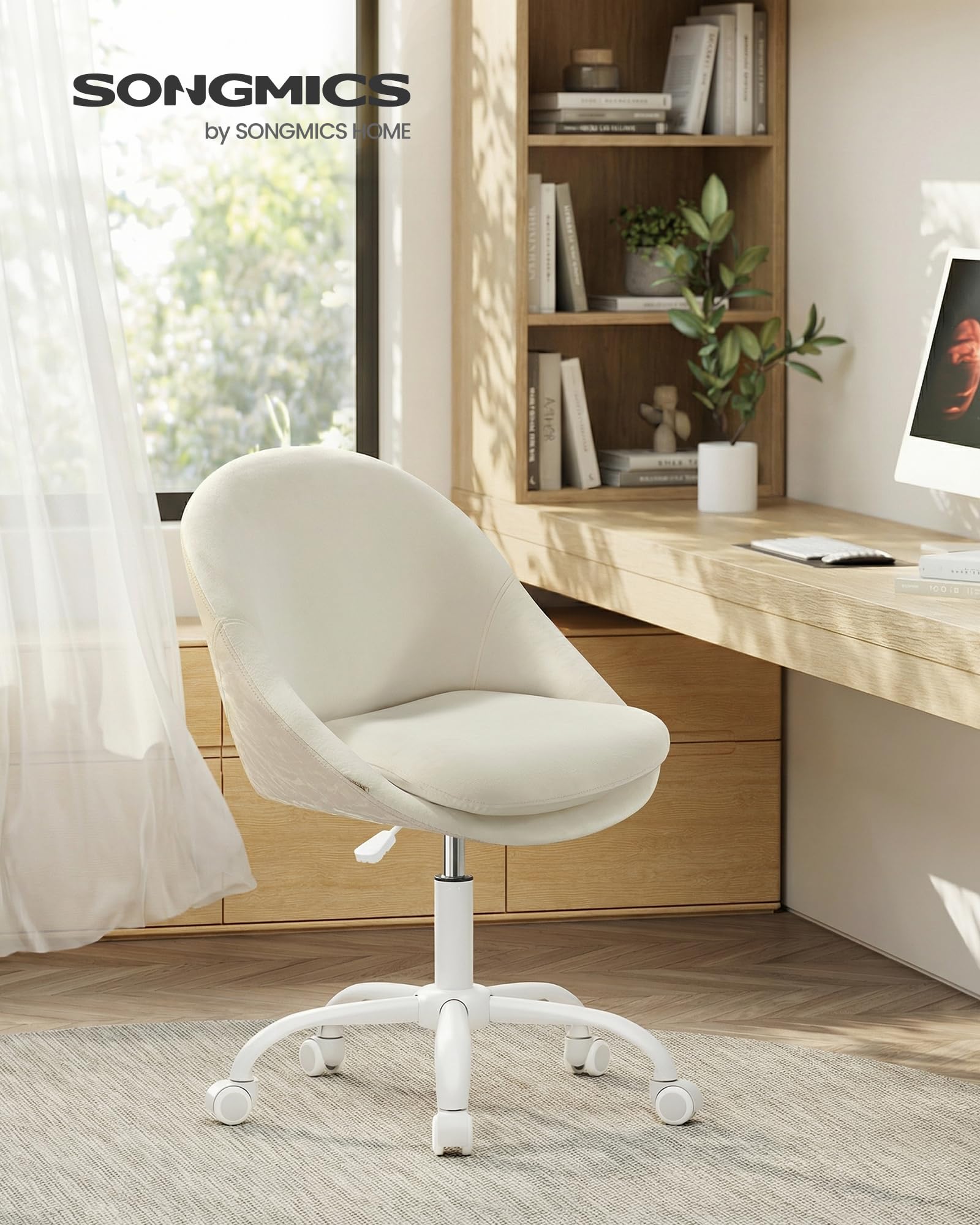 SONGMICS Home Office Chair, Fleece Kaptafelstoel, Bureaustoel