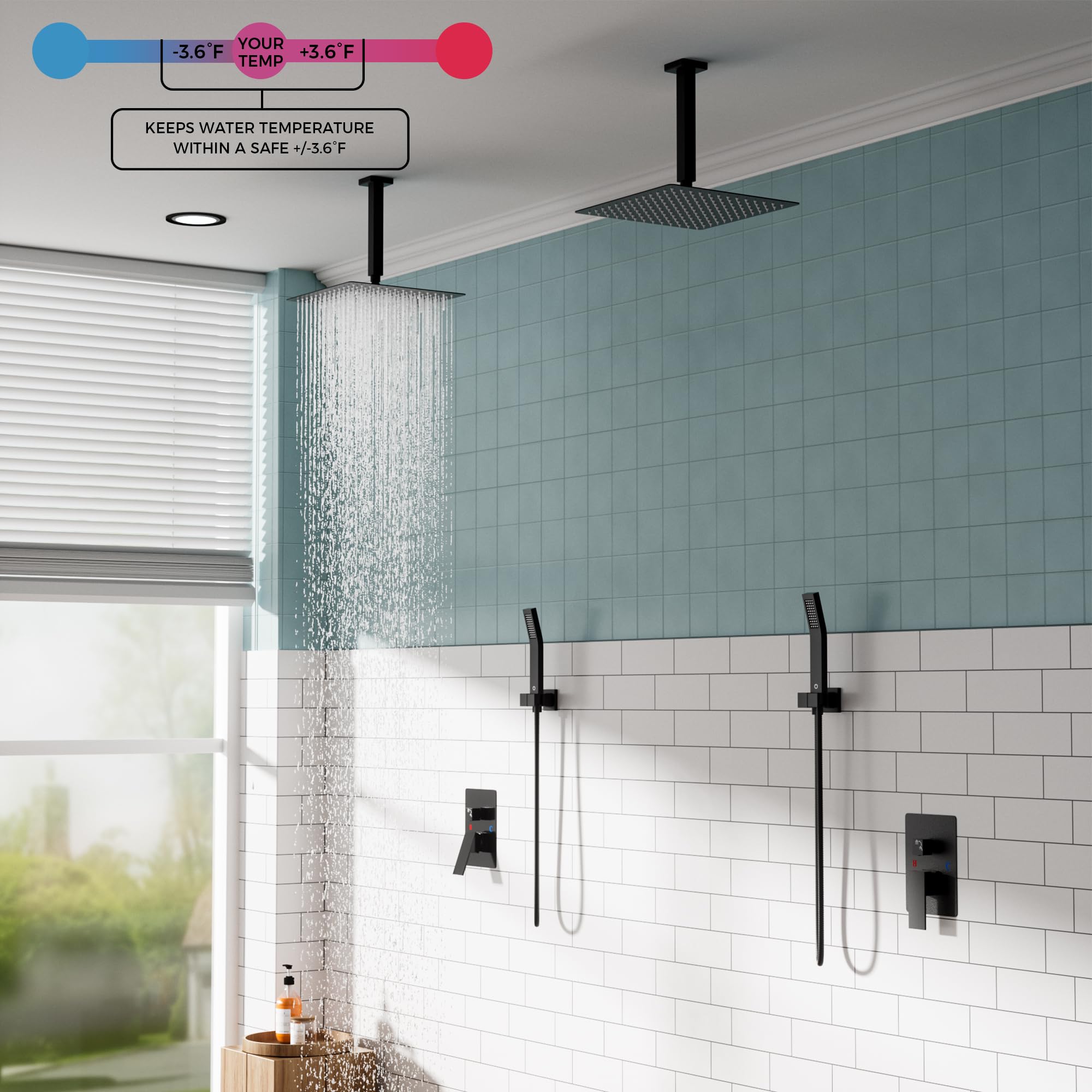 Snapklik.com : FORIOUS Shower Head System, 12 Inch Rain Shower Faucet Set