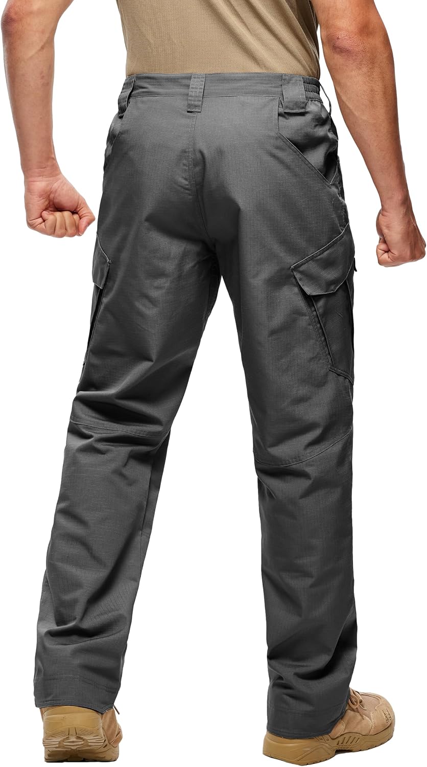 Men's Tactical Pants Water Resistant Cargo Ripstop Pants Lightweight Outdoor EDC Hiking Work