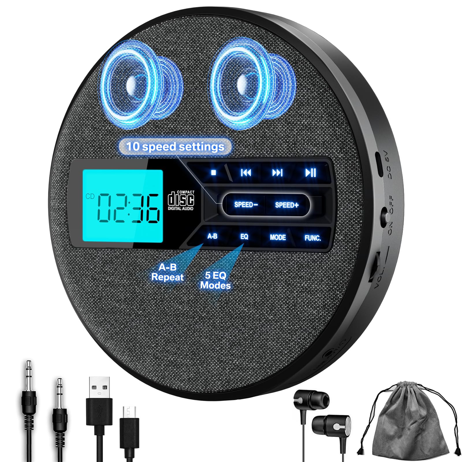 Amazon.com: M-Amazup CD Player Portable, Rechargeable Portable CD