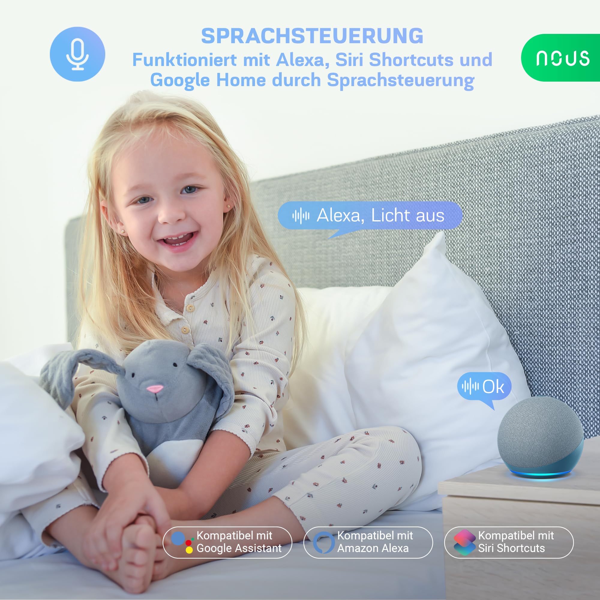 NOUS P3Z ZigBee Smart Glühbirne E27 LED, RGB, Kompatibel mit Alexa, Home Assistant, Google Home, SmartThings, Fernbedienung, Dekorative Glühbirne Zubehör, 2 Pack