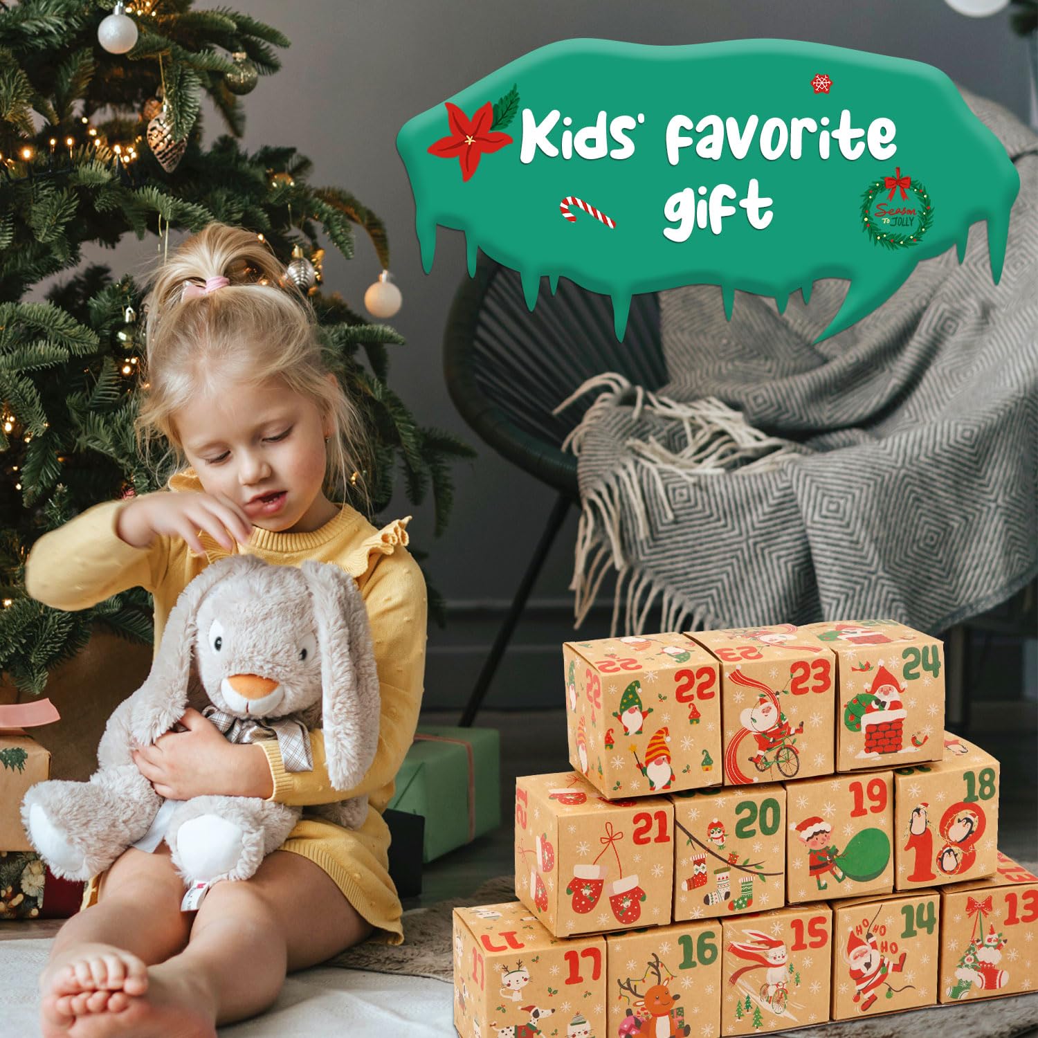 Set 24 Scatole Regalo Di Natale – Babbo Natale, Pupazzo Di Neve, Renna Ed Elfo – Ideali Per Calendario Avvento E Piccoli Pensieri