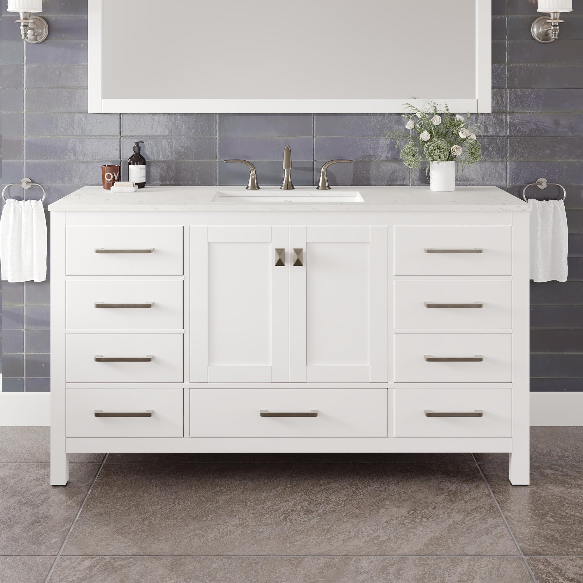 Eviva White Carrara Quartz Vanity