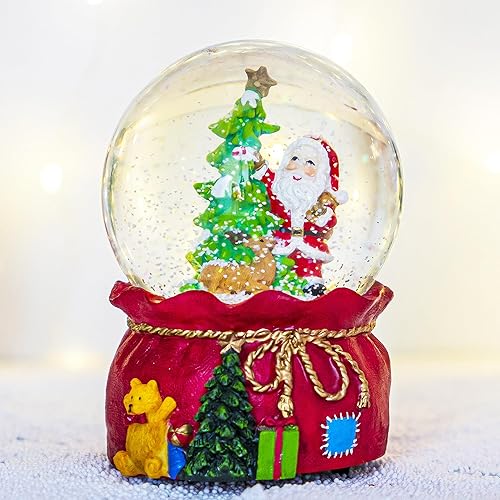 Miniatura 3 de Bola de agua de cristal con purpurina de cristal de Papá Noel y árbol de Navidad, bola de agua de cristal musical para decoración navideña