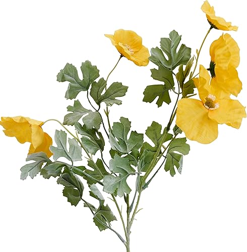 Miniatura 3 de Elements Tallos de flores artificiales de amapola dorada, flores falsas para decoración del hogar, 10 x 7 x 26 pulgadas