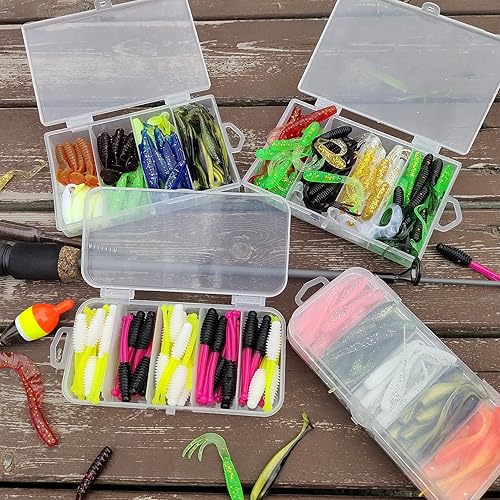 Miniatura 7 de Aventik Kit de señuelos de cangrejo, señuelos de pesca de plástico suave para trucha de mierda, lubina, lubina, cola de paleta, minnow shad,