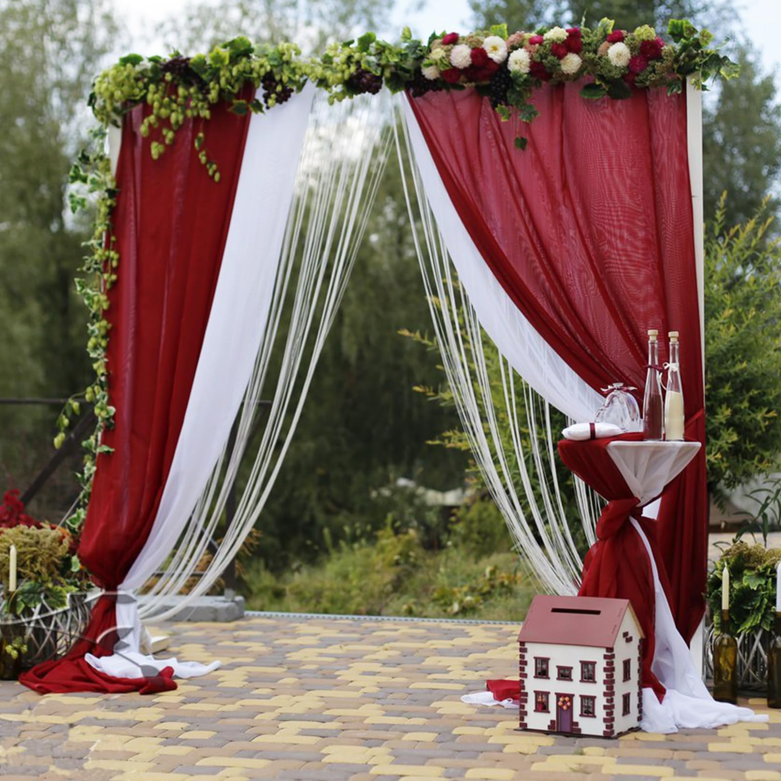 Wedding Arch Draping Fabric 2 Panels 19Ft Chiffon Fabric Drapery Wedding Arch Drapes Fabric Sheer Backdrop Curtain Ceremony Backdrop Decor