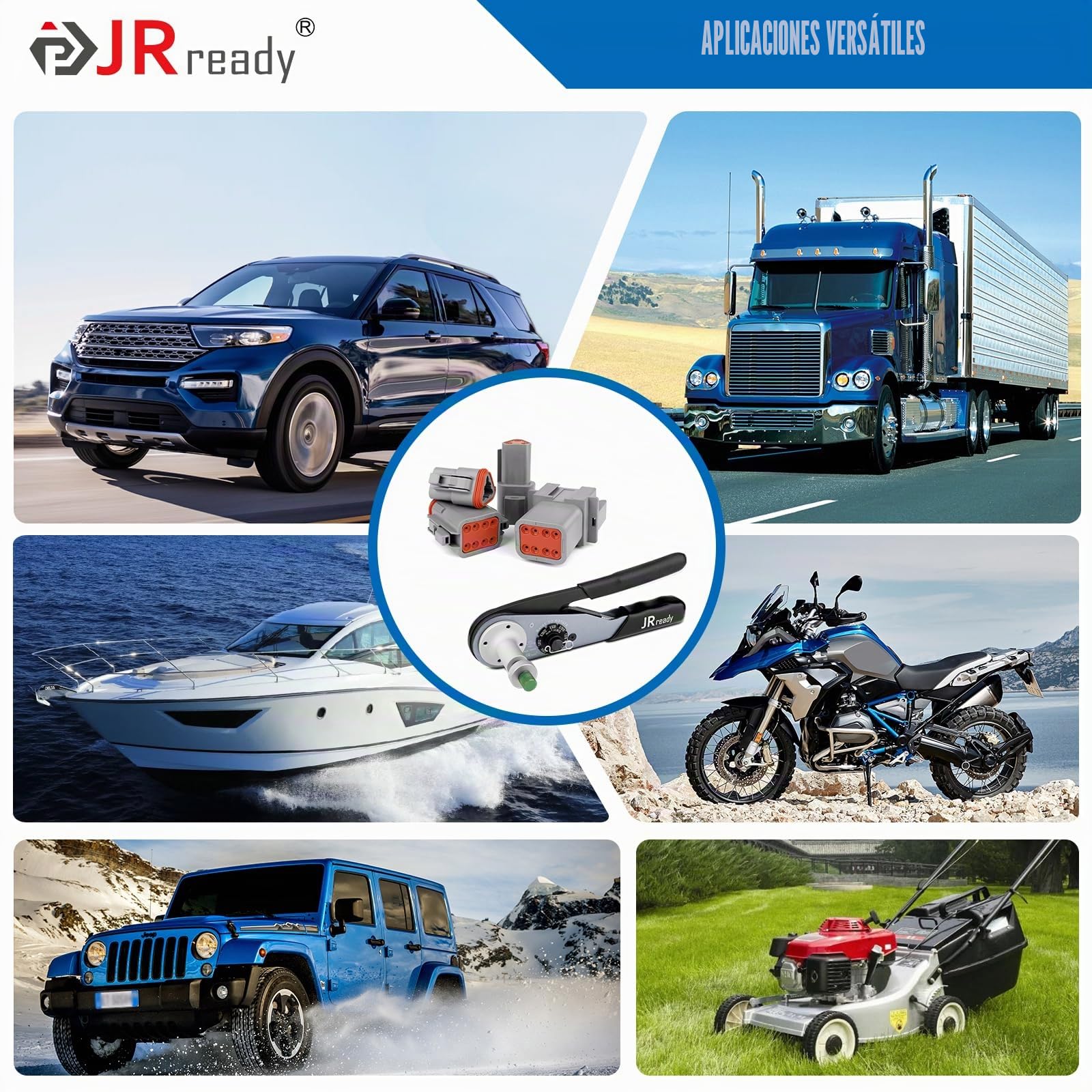 JRready DT Conector Kit 604 PCS Incluyendo Crimping Herramienta ACT-M202 Deutsch Conector 2 3 4 6 8 12 Polos IP68 Impermeable Tamaño 16 Deutsch Terminal 16-20 AWG Herramienta Reparación Automotriz