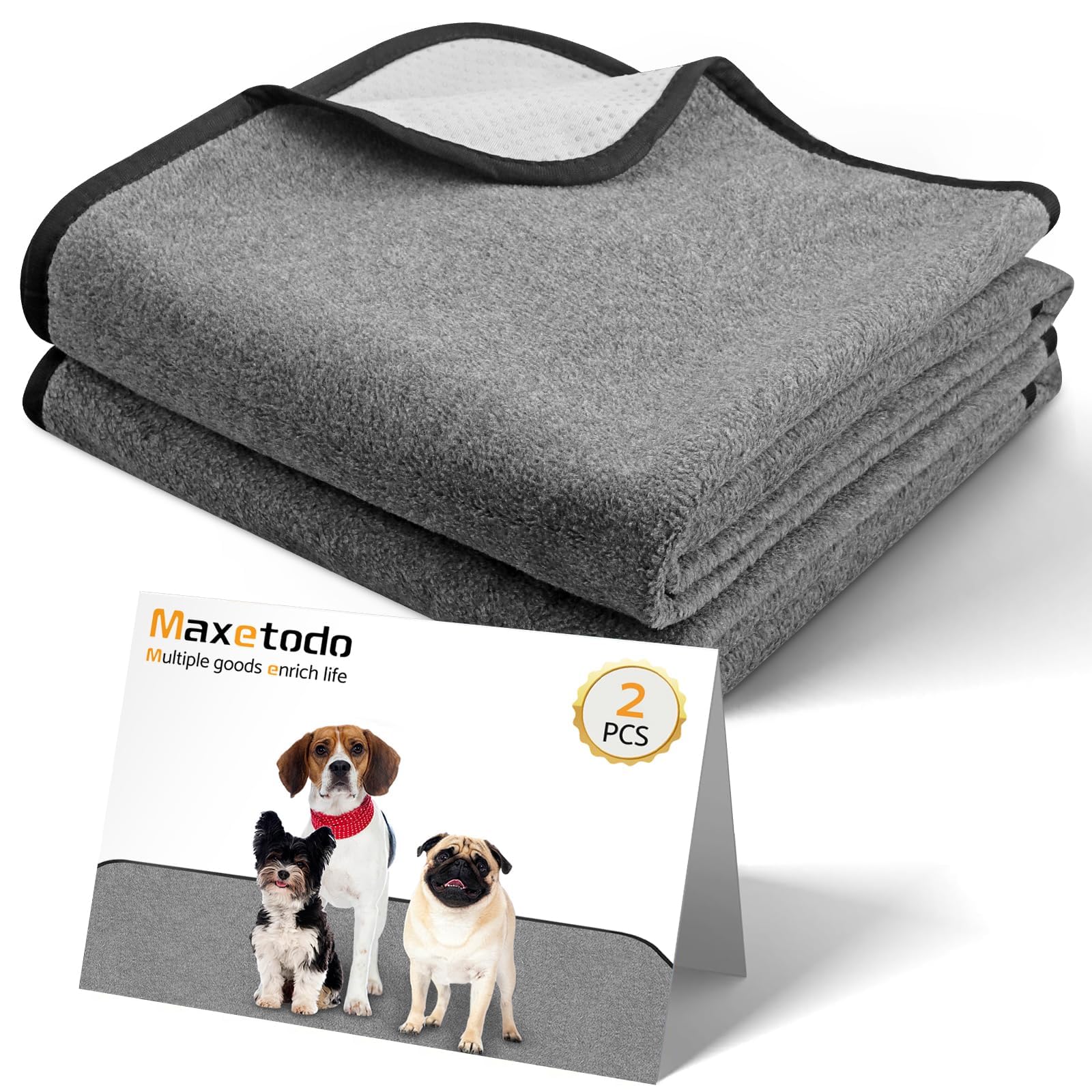 Maxetodo 2PCS 122*122cm Traverse Lavabili per Cani, Tappetini Assorbenti per Cani, Riutilizzabili, Antiscivolo, Tappeti per Addestramento Cuccioli, per Cani, Gatti e Animali Domestici Incontinui