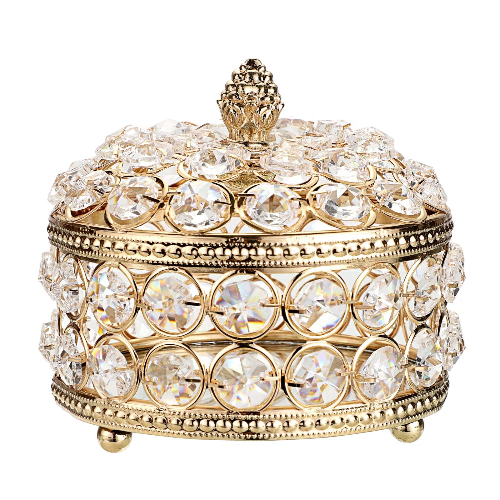 NOSKINNOSKIN Crystal Mirrored Jewelry Box - Jewelry Trinket Organizer Treasure Box Home Decor Ring Earrings Necklace Storage Holder Chest Keepsake Box,Birthday Christmas Gift for Women Girls (Large)