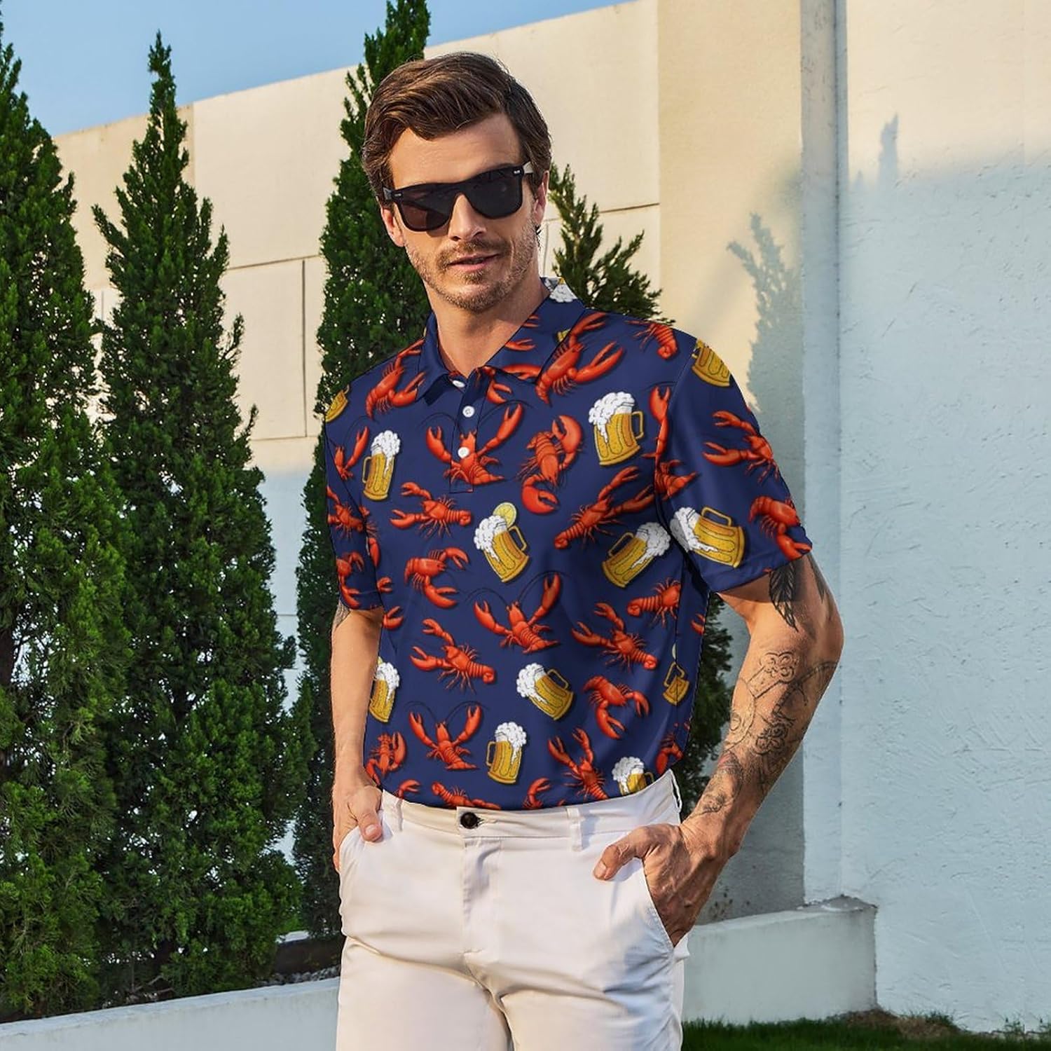 Golf Shirts for Men Funny Golf Polo Shirts Short Sleeve Polo Shirts Moisture Wicking Performance Golf Outfits - Image 2