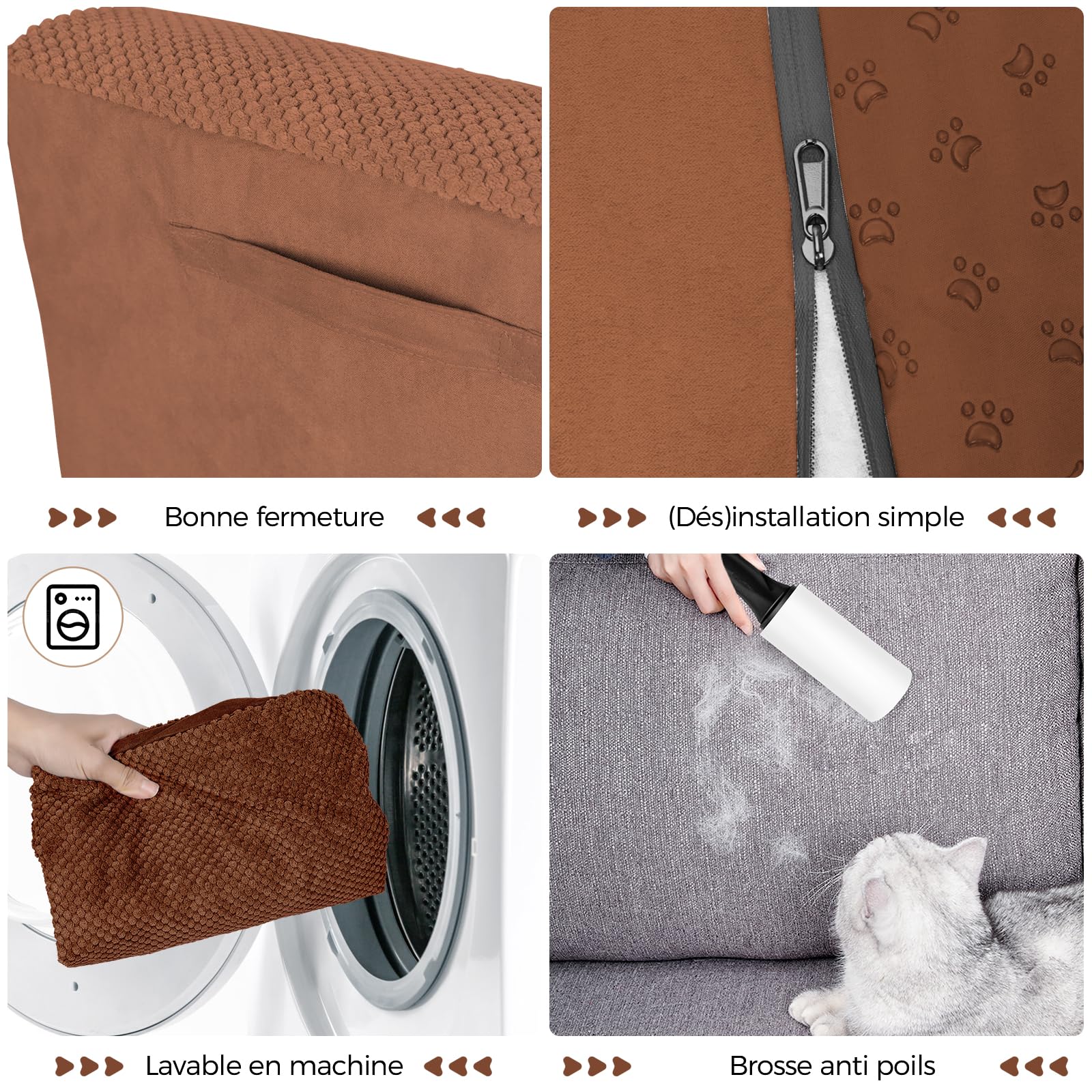 MASTERTOP Scale per Cani a 3 Gradini in Spugna, Scala Antiscivolo per Animali Domestici, Scaletta Inclinate Ccuccioli per Divano Letto con Fodera Rimovibile e Lavabile (Marrone)