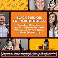 Vista 5 de Cápsulas de aceite de semilla negra prensado en frío - Suplemento de 1500 mg de comino negro para la función inmune, apoyo digestivo y salud general